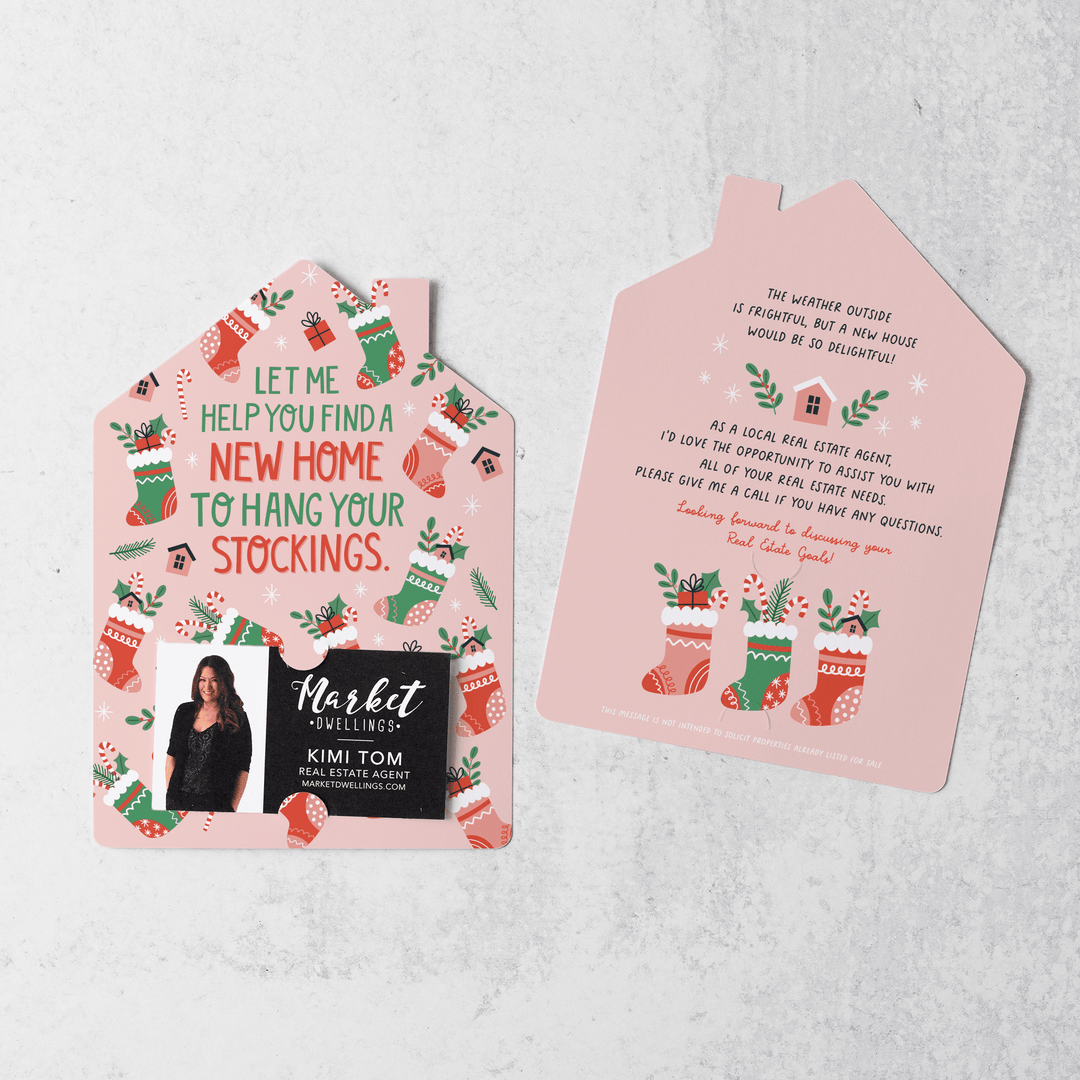 Set of Let Me Help You Find A New Home To Hang Your Stockings. | Christmas Mailers | Envelopes Included | M78-M001 - Market Dwellings