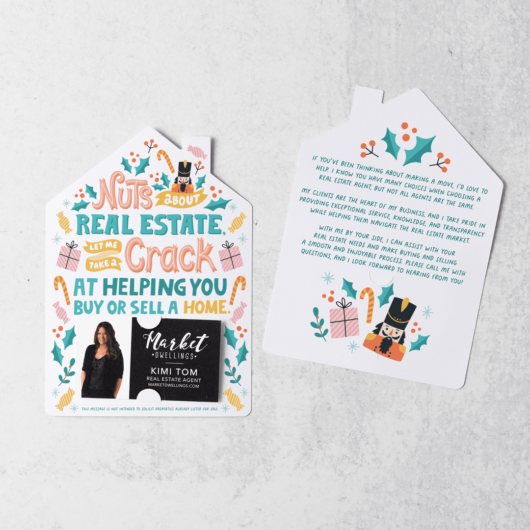 Set of Nuts About Real Estate, Let Me Take A Crack At Helping You Buy Or Sell A Home. | Christmas Winter Mailers | Envelopes Included | M85-M001 - Market Dwellings