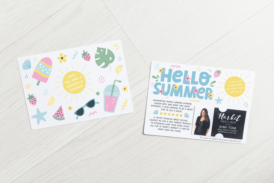 Set of "Hello Summer" Real Estate Neighbor Mailers | Envelopes Included | M95-M003 Mailer Market Dwellings   