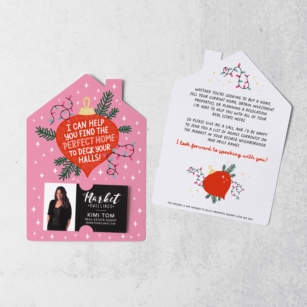 Set of I Can Help You Find The Perfect Home To Deck Your Halls! | Christmas Mailers | Envelopes Included | M98-M001 - Market Dwellings
