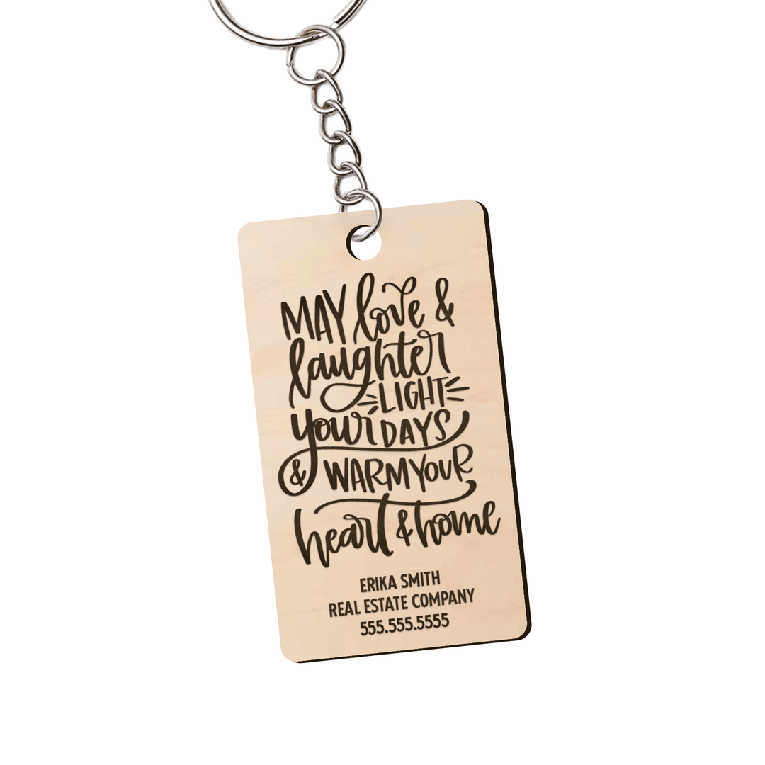 Set of Customizable May Love & Laughter Light Your Days Keychains | KC-05-AB Keychain Market Dwellings MAPLE SILVER 