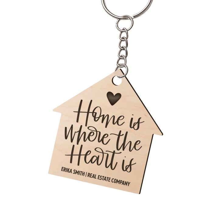 Set of Customizable Home Is Where The Heart Is House-Shaped Keychains | KC-06-AB Keychain Market Dwellings MAPLE SILVER 