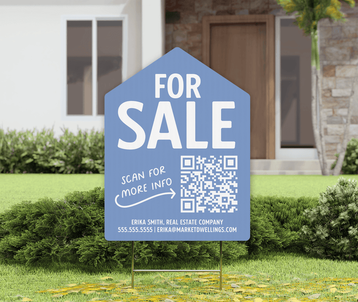 Customizable | For Sale QR Code Real Estate Yard Sign | Photo Prop | DSY-05-AB Yard Sign Market Dwellings   