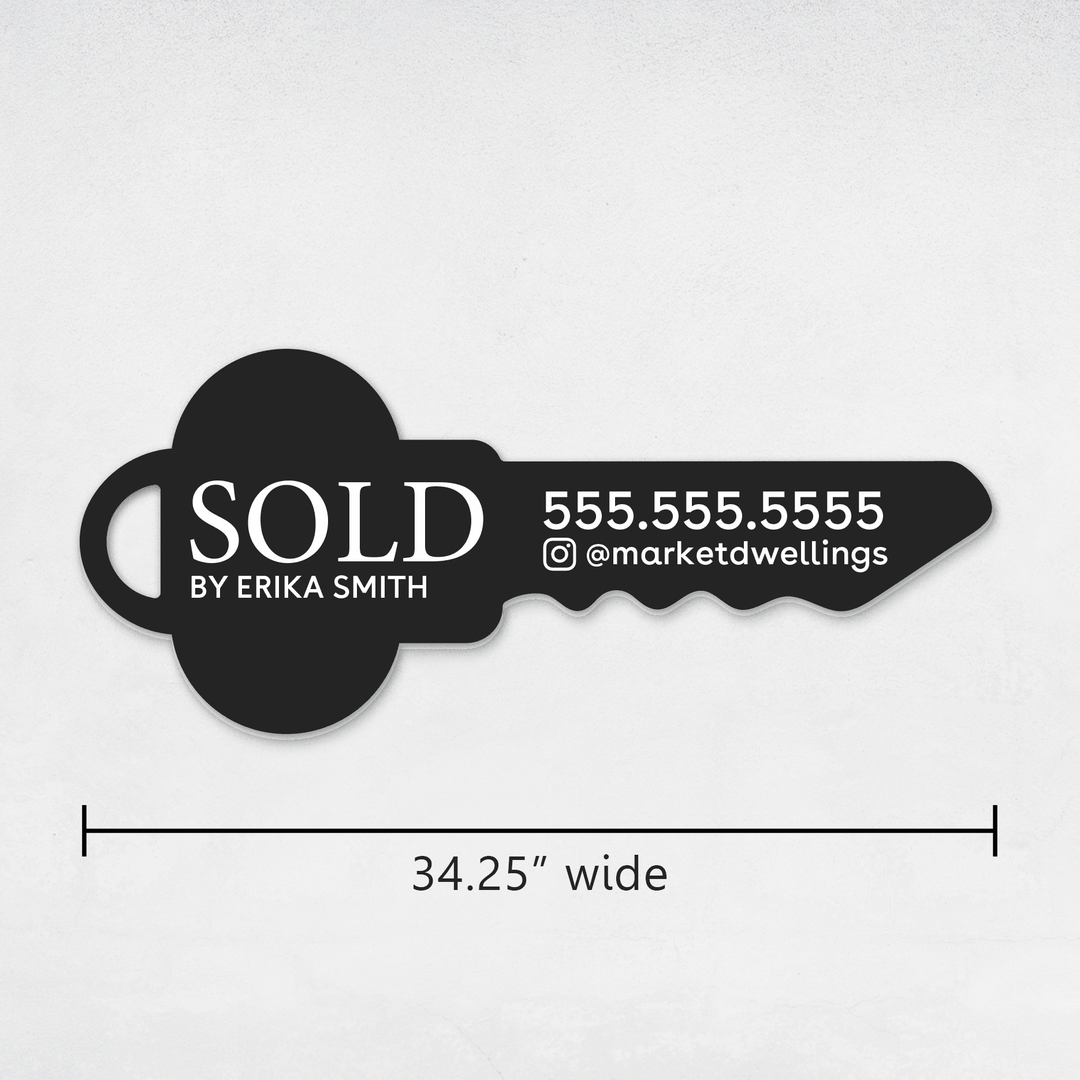 Customizable | Sold Real Estate Key Sign | Photo Prop | DSY-13-AB Key Sign Market Dwellings   
