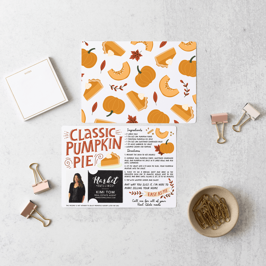 Set of "Classic Pumpkin Pie" Real Estate Recipe Cards | Envelopes Included | M17-M004 Mailer Market Dwellings   