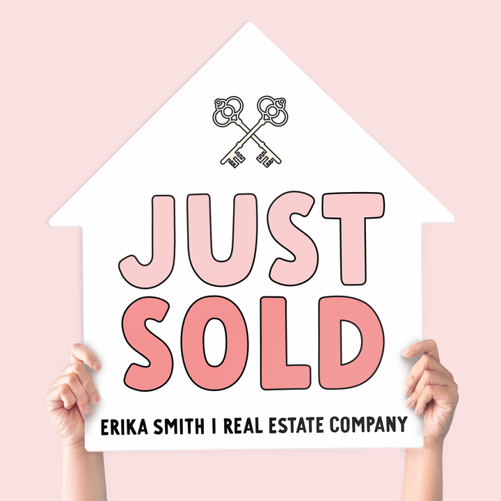 Customizable | Just Sold Real Estate House Sign | Photo Prop | DSY-14-AB House Sign Market Dwellings SOFT PINK  