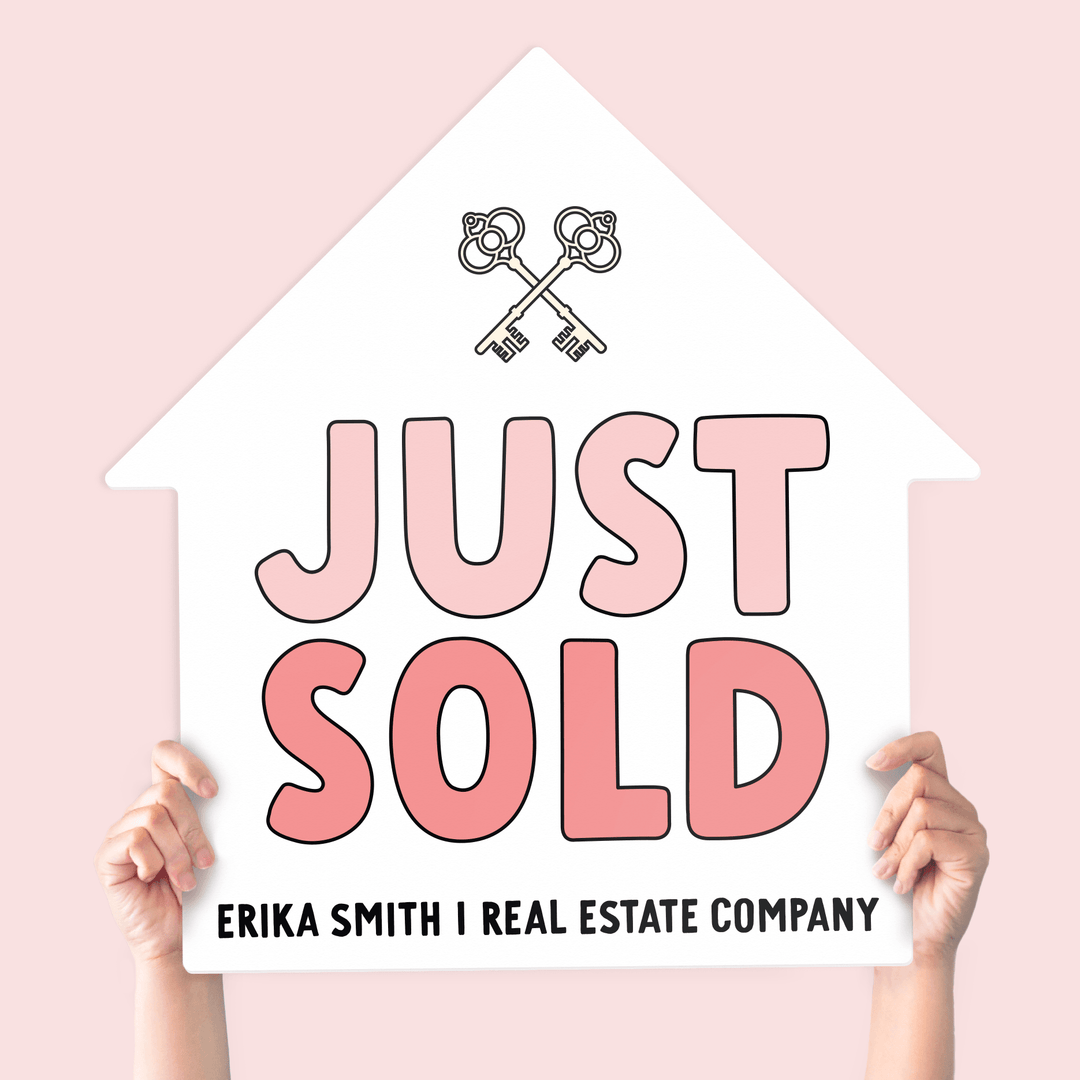 Customizable | Just Sold Real Estate House Sign | Photo Prop | DSY-14-AB House Sign Market Dwellings SOFT PINK
