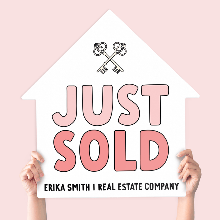 Customizable | Just Sold Real Estate House Sign | Photo Prop | DSY-14-AB House Sign Market Dwellings SOFT PINK