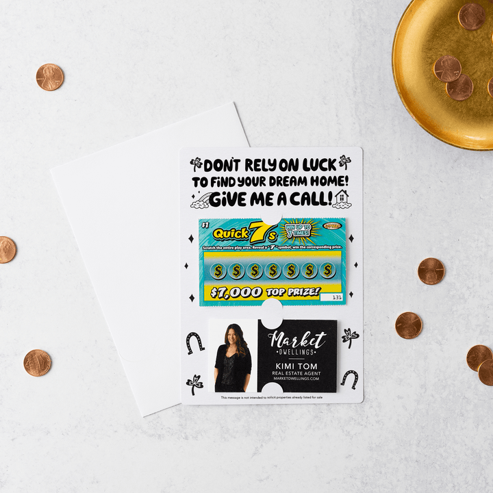 Set of Don't Rely on Luck to Find Your Dream Home Lotto Scratch-Off Mailers | Envelopes Included | SP6-M002 Mailer Market Dwellings WHITE  