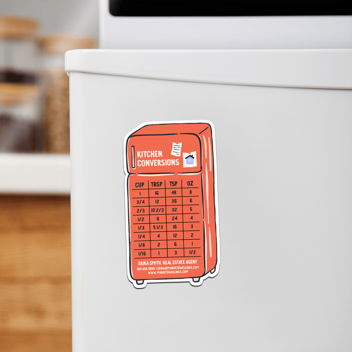 Customizable | Kitchen Conversions Refrigerator Magnets | DSM-10-AB Magnet Market Dwellings TOMATO RED