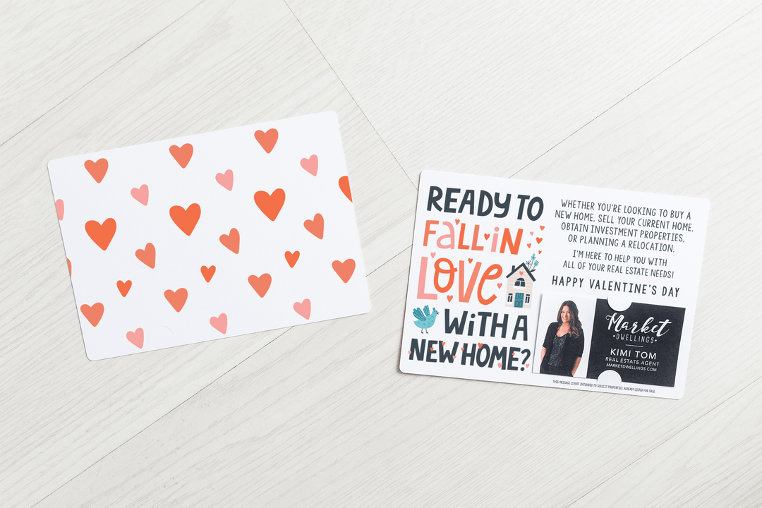 Set of "Ready to Fall in Love with a New Home?" Real Estate Agent Valentine's Day Mailers | Envelopes Included | V3-M003 - Market Dwellings