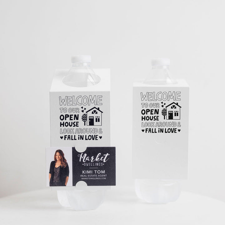 "Welcome Take a Look Around and Fall in Love" Open House | Bottle Hang Tag | Bottle Bib | 17-BT001 Bottle Tag Market Dwellings WHITE  