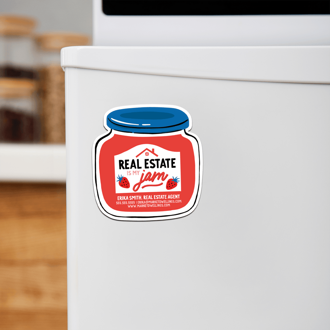 Customizable | Real Estate Is My Jam Refrigerator Magnets | DSM-12-AB Magnet Market Dwellings TOMATO RED