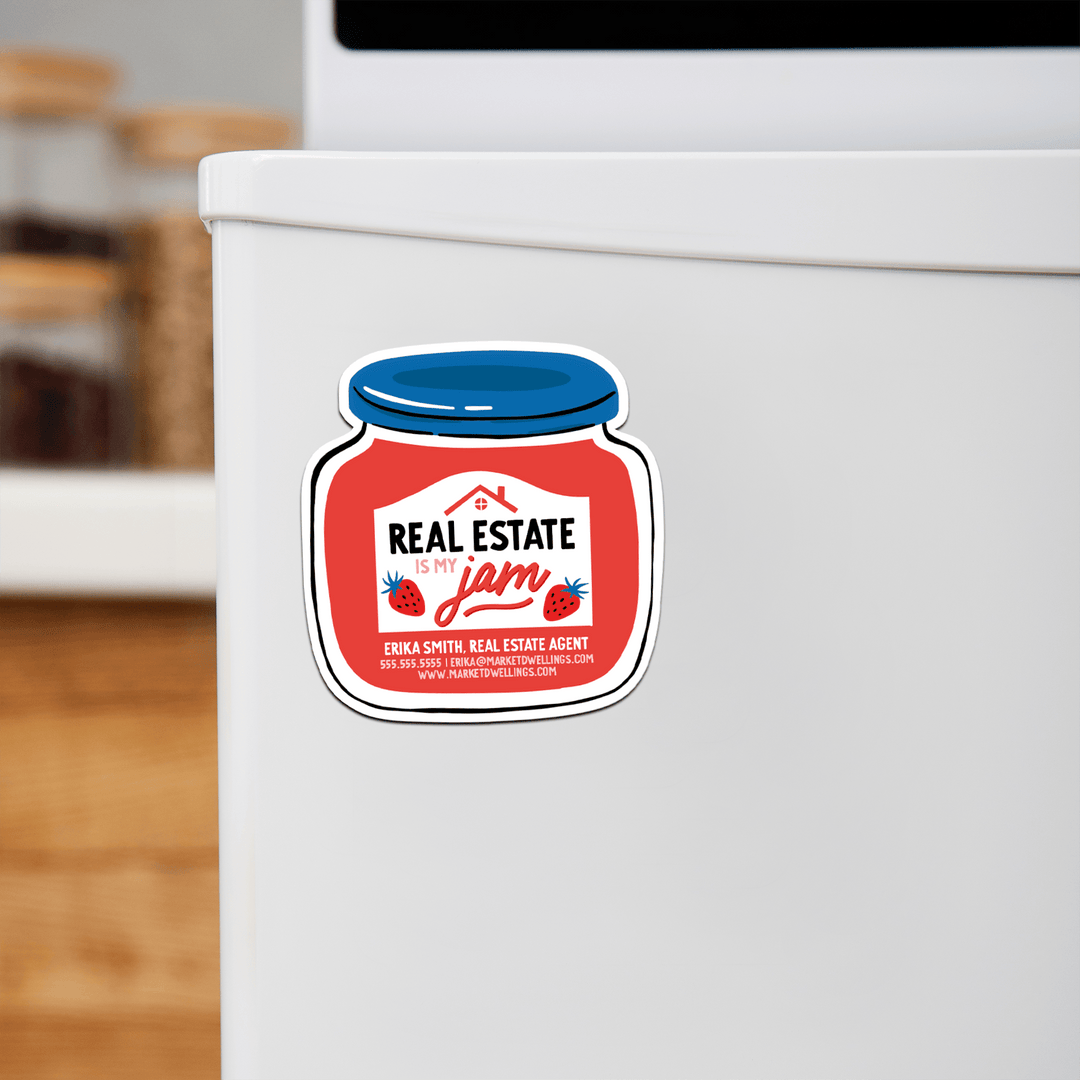 Customizable | Real Estate Is My Jam Refrigerator Magnets | DSM-12-AB Magnet Market Dwellings TOMATO RED  