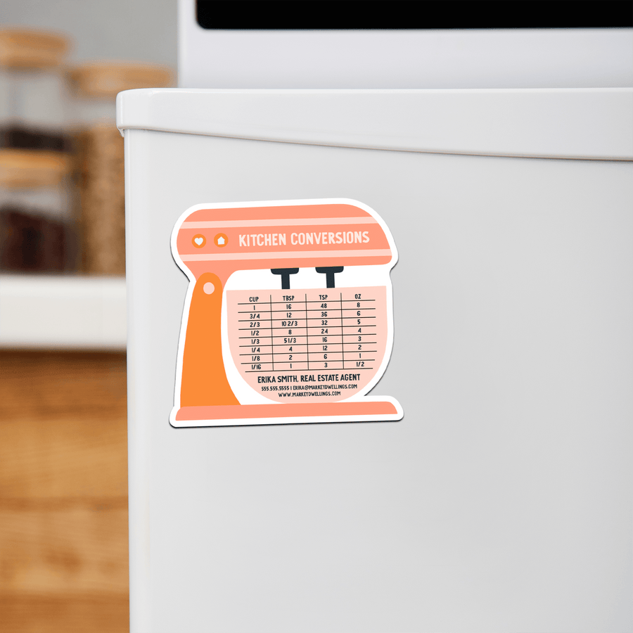 Customizable | Kitchen Conversions Mixer Refrigerator Magnets | DSM-08-AB Magnet Market Dwellings ORANGE