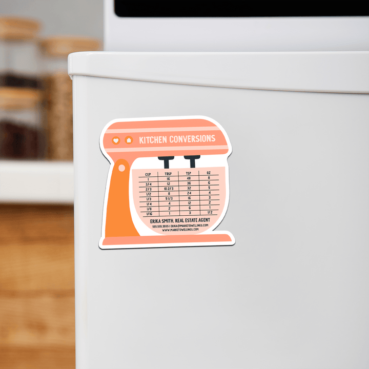 Customizable | Kitchen Conversions Mixer Refrigerator Magnets | DSM-08-AB Magnet Market Dwellings ORANGE  