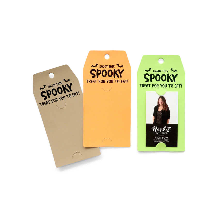Vertical | "Enjoy This Spooky Treat For You To Eat" | Halloween Pop By Gift Tag | 1-GT005 Gift Tag Market Dwellings   