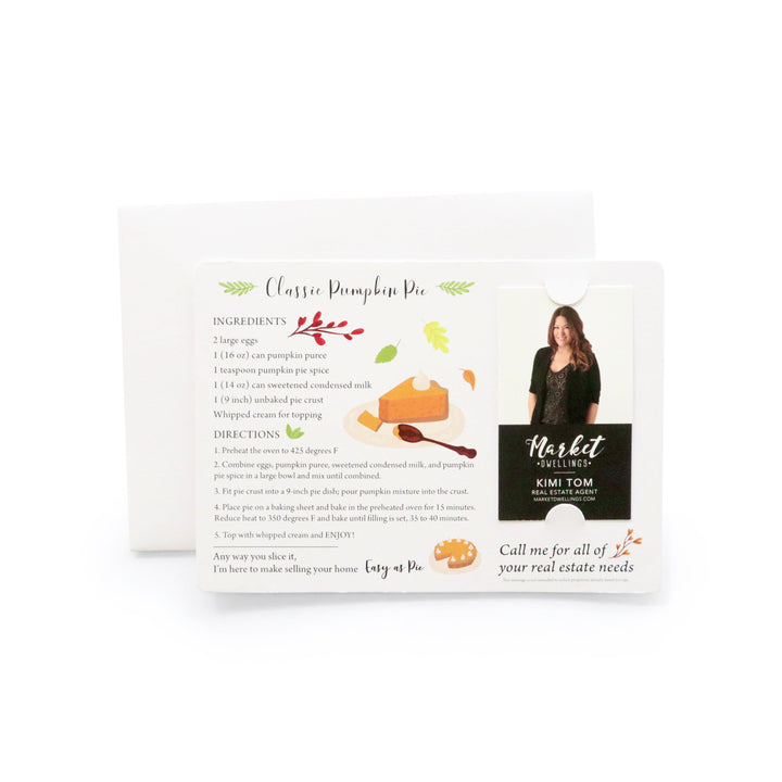 Vertical | Set of "Classic Pumpkin Pie" Recipe Cards | Envelopes Included | M37-M005 Mailer Market Dwellings WHITE  