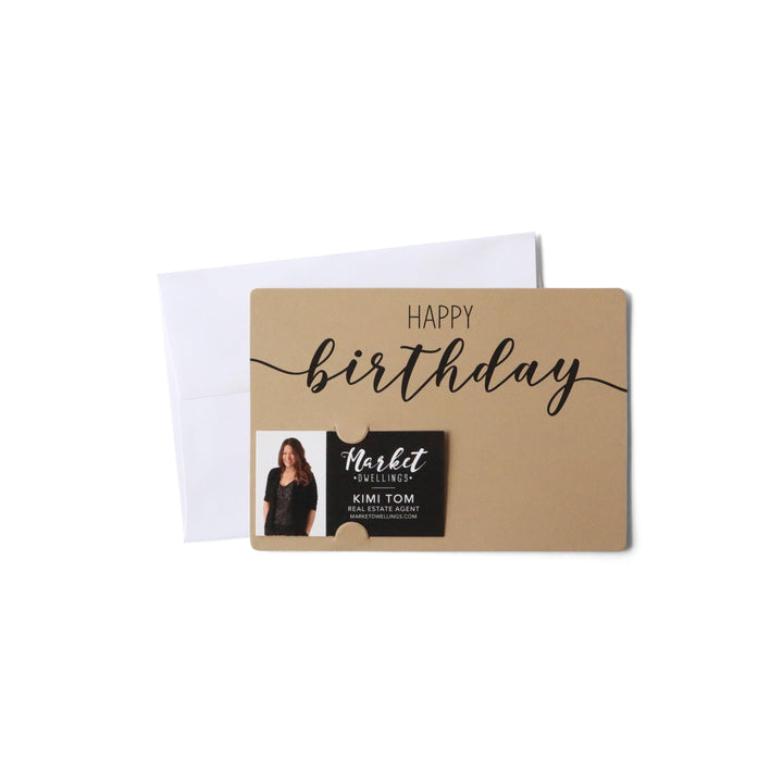 Set of Simple "Happy Birthday" Cards | Envelopes Included | M1-M004 Mailer Market Dwellings KRAFT  