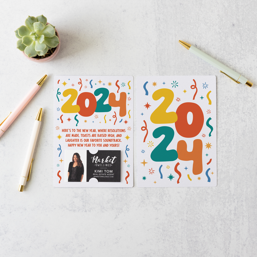 Set of 2024 Happy New Year! | New Year Mailers | Envelopes Included | M15-M007-AB Mailer Market Dwellings ORANGE  