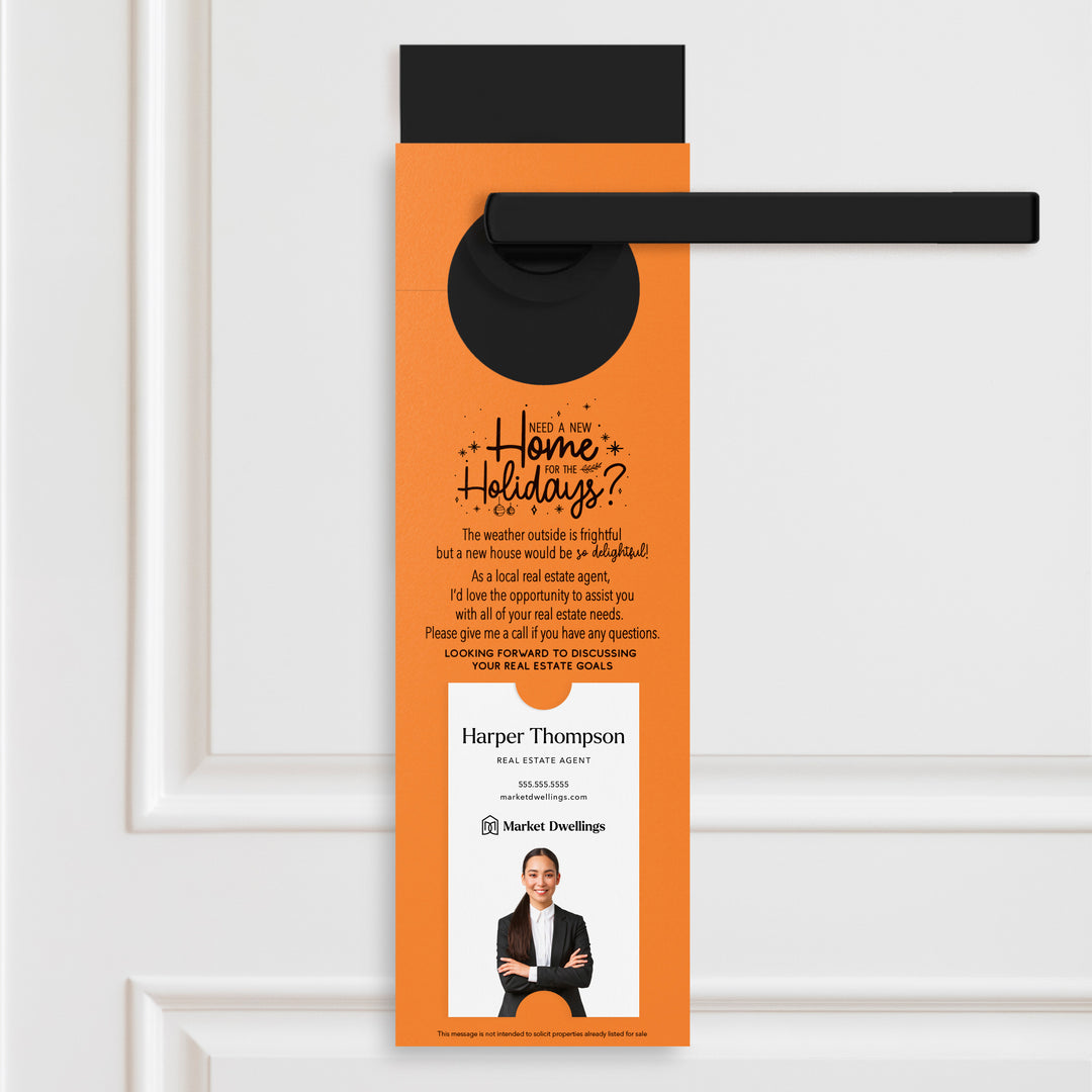 Vertical Need a New Home for the Holidays | Christmas Door Hangers | 1-DH005 Door Hanger Market Dwellings CARROT