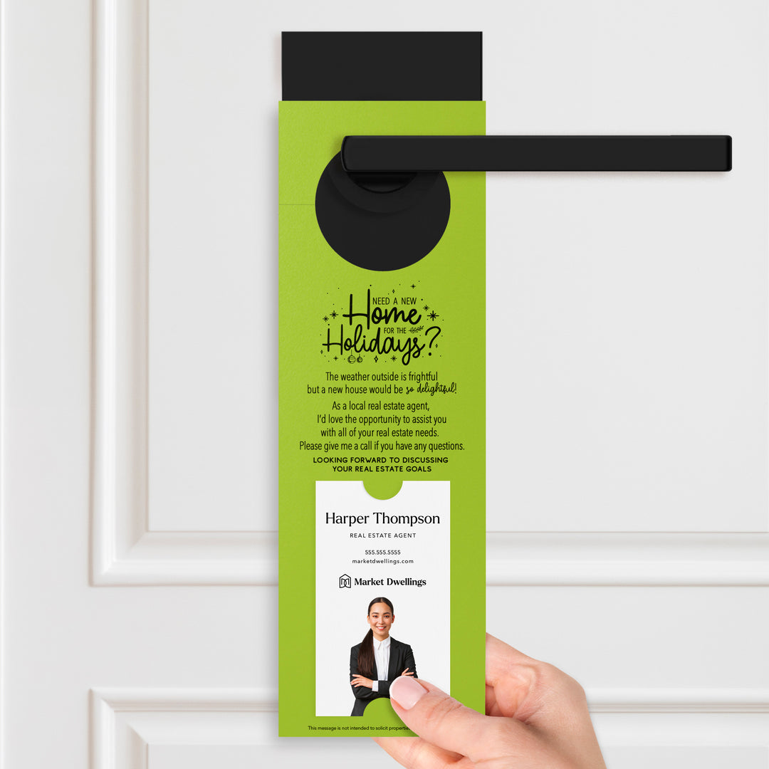 Vertical Need a New Home for the Holidays | Christmas Door Hangers | 1-DH005 Door Hanger Market Dwellings