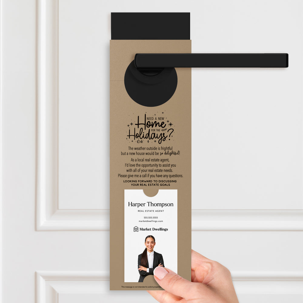 Vertical Need a New Home for the Holidays | Christmas Door Hangers | 1-DH005 Door Hanger Market Dwellings