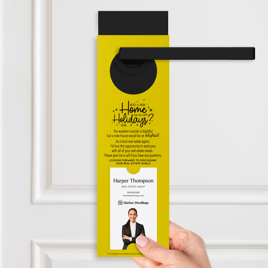 Vertical Need a New Home for the Holidays | Christmas Door Hangers | 1-DH005 Door Hanger Market Dwellings