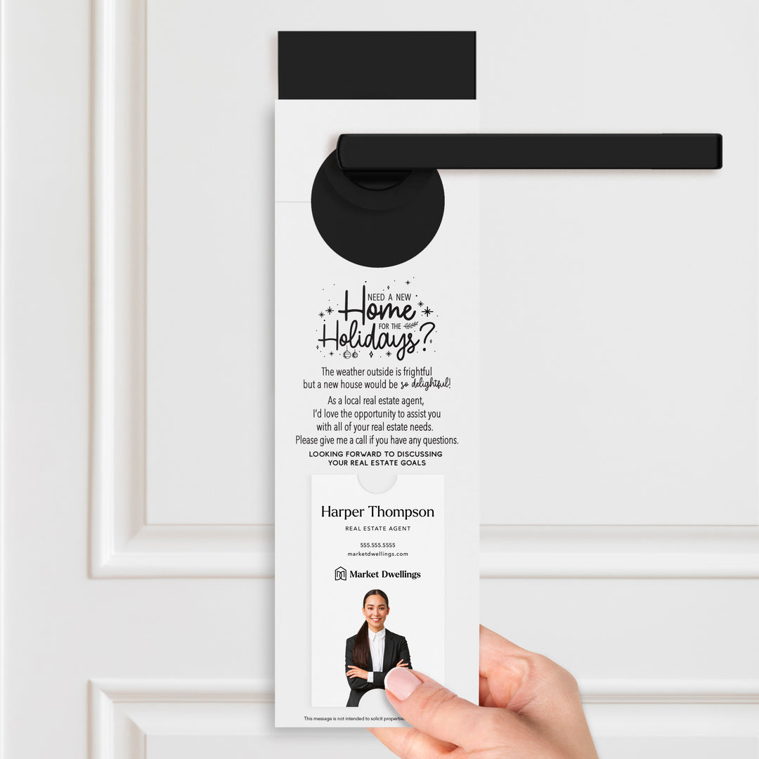 Vertical Need a New Home for the Holidays | Christmas Door Hangers | 1-DH005 Door Hanger Market Dwellings