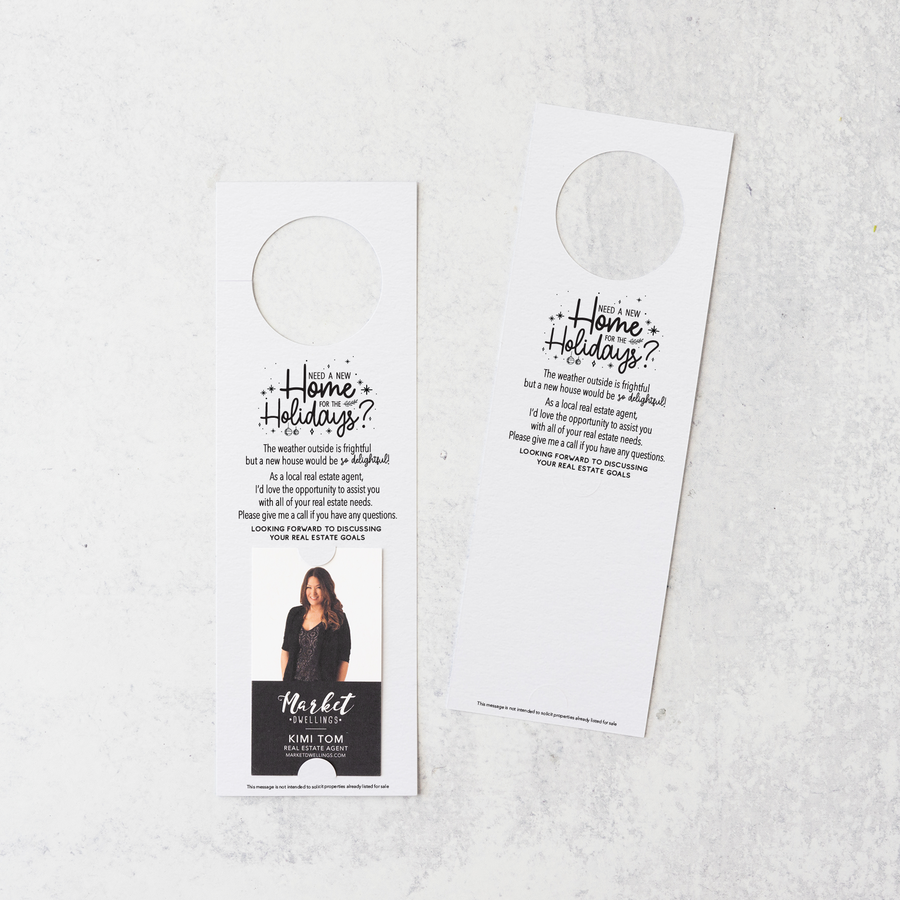 Vertical Need a New Home for the Holidays | Christmas Door Hangers | 1-DH005 Door Hanger Market Dwellings WHITE  