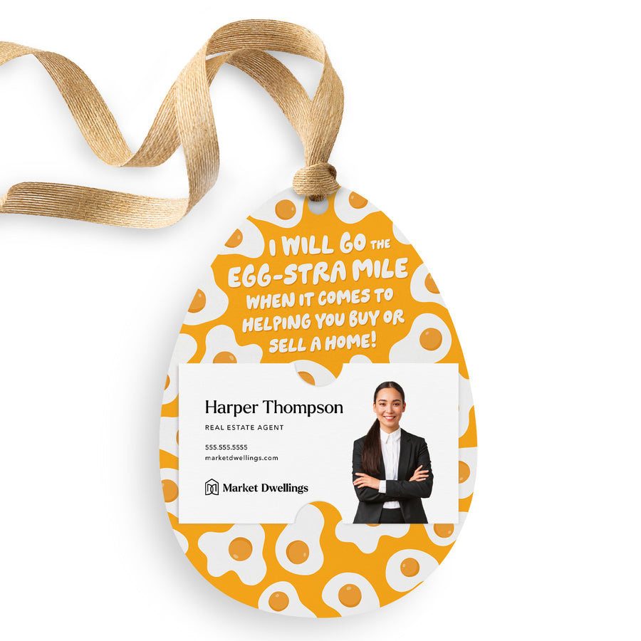 I Will Go the Egg-Stra Mile | Egg Real Estate Gift Tags | 10-GT007-AB Gift Tag Market Dwellings TANGERINE