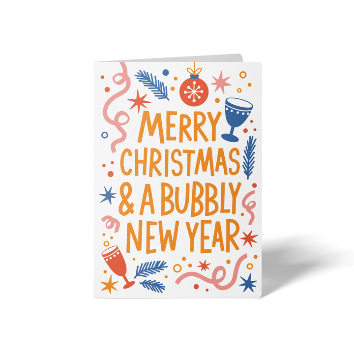 Set of Merry Christmas and a Bubbly New Year | Christmas New Year Greeting Cards | Envelopes Included | 100-GC001 Greeting Card Market Dwellings