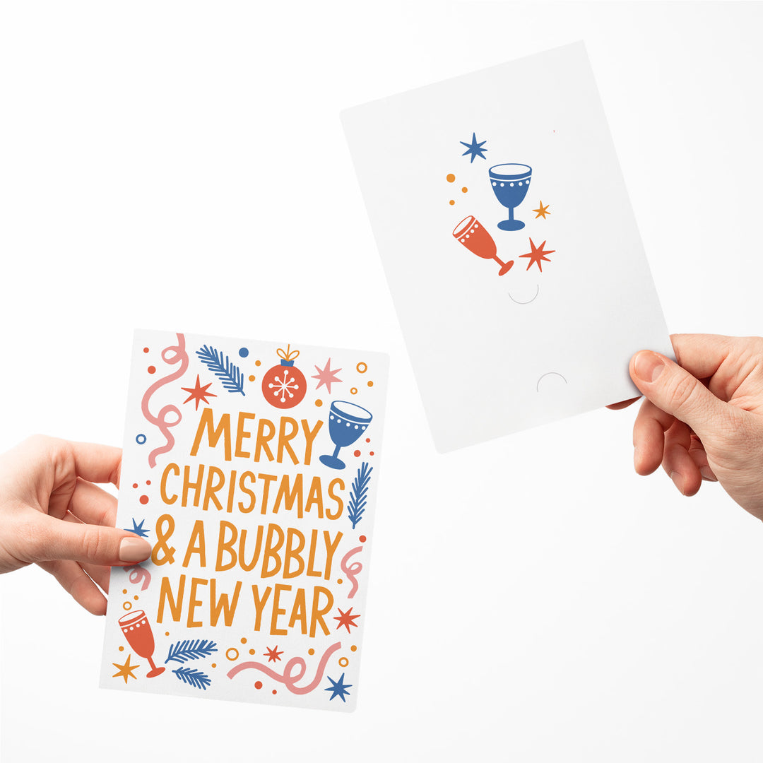 Set of Merry Christmas and a Bubbly New Year | Christmas New Year Greeting Cards | Envelopes Included | 100-GC001 Greeting Card Market Dwellings