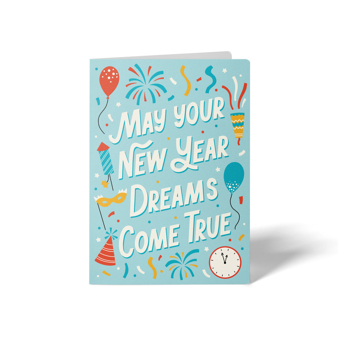 Set of May Your New Year Dreams Come True | New Year Greeting Cards | Envelopes Included | 106-GC001-AB Greeting Card Market Dwellings CORNFLOWER BLUE