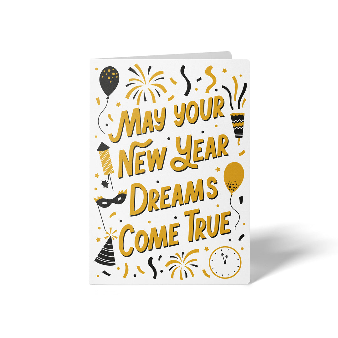 Set of May Your New Year Dreams Come True | New Year Greeting Cards | Envelopes Included | 106-GC001-AB Greeting Card Market Dwellings WHITE