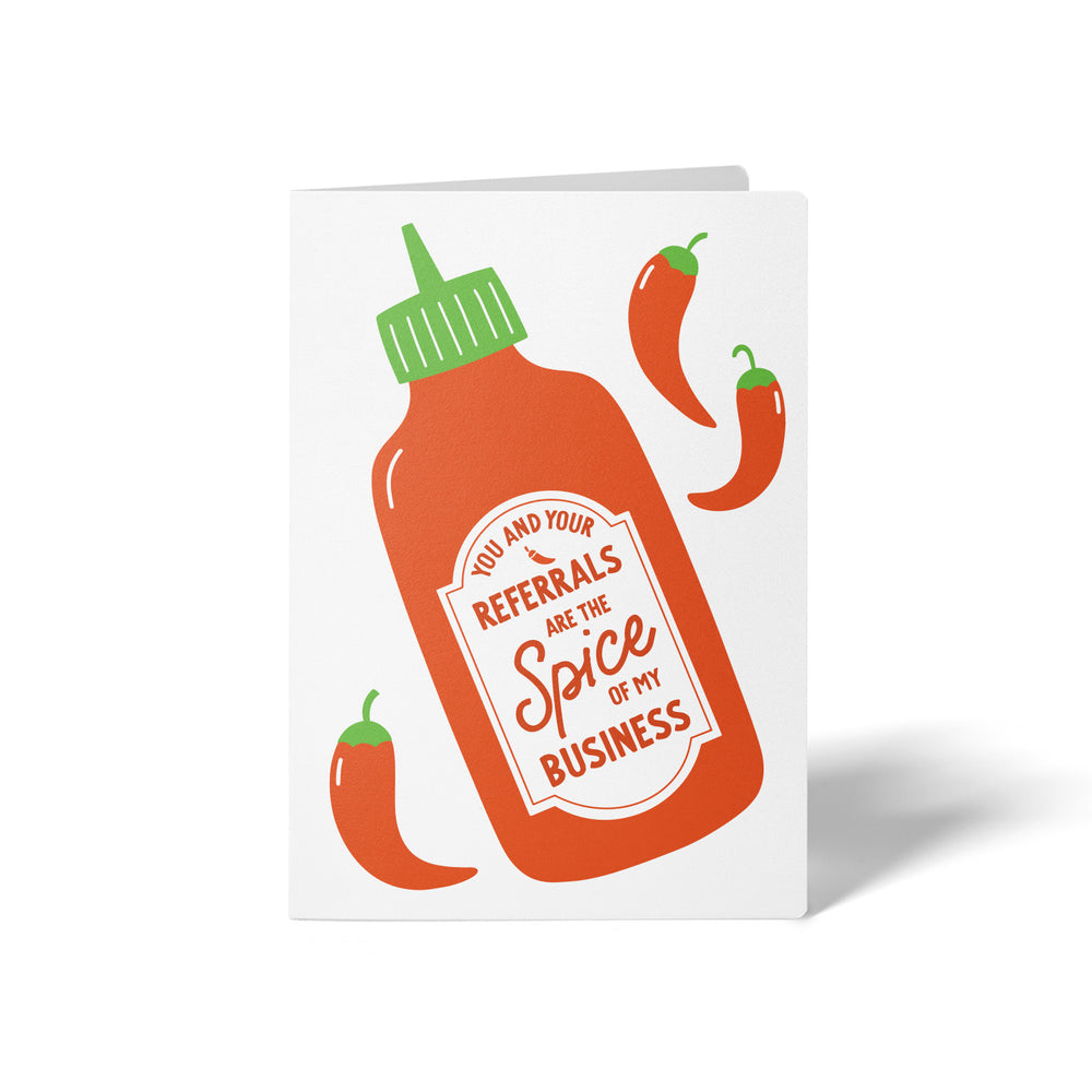 You And Your Referrals Are The Spice Of My Business | Real Estate Greeting Cards with Envelopes Greeting Card Market Dwellings