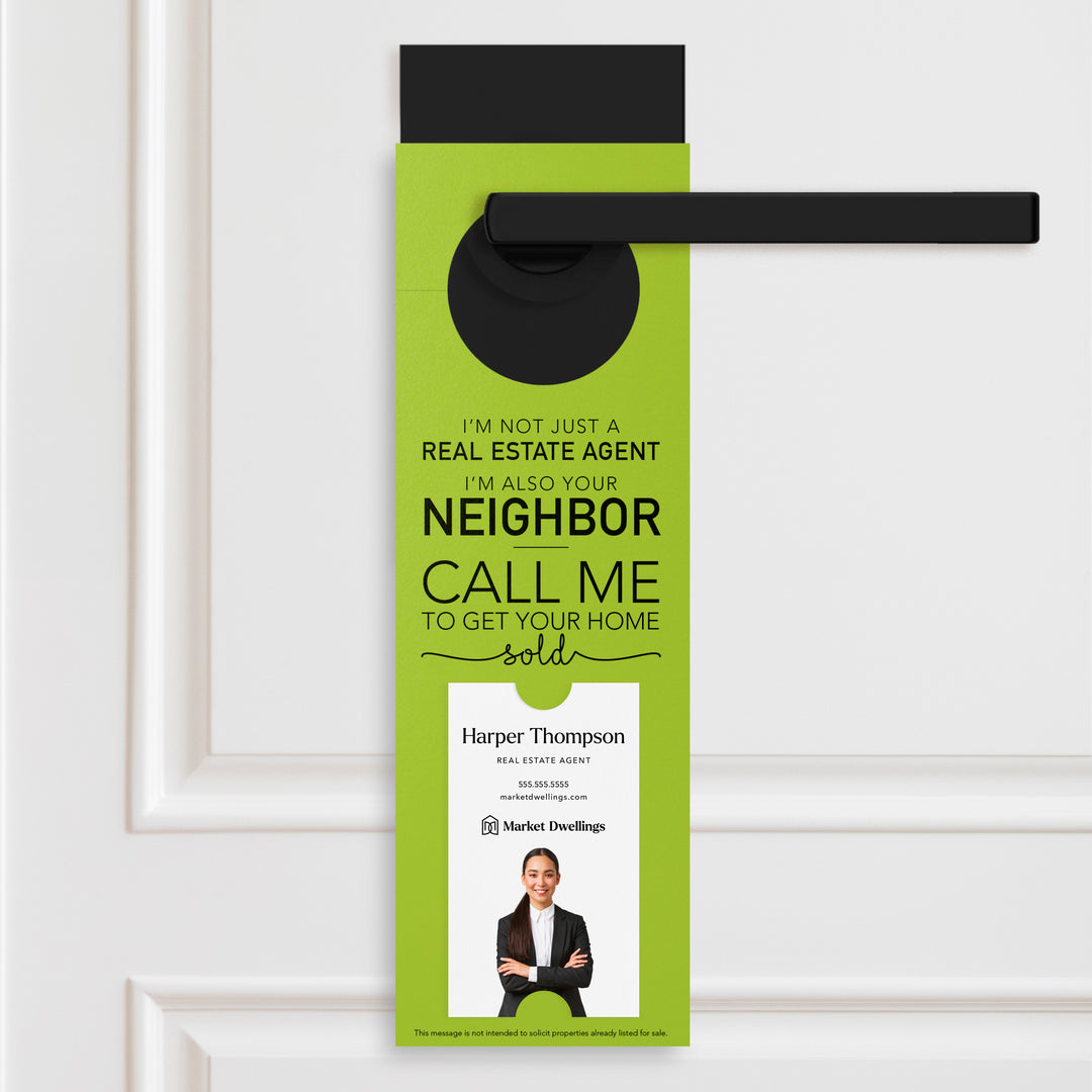 Vertical | I'm not just a Real Estate Agent | Door Hangers | 11-DH005 Door Hanger Market Dwellings GREEN APPLE