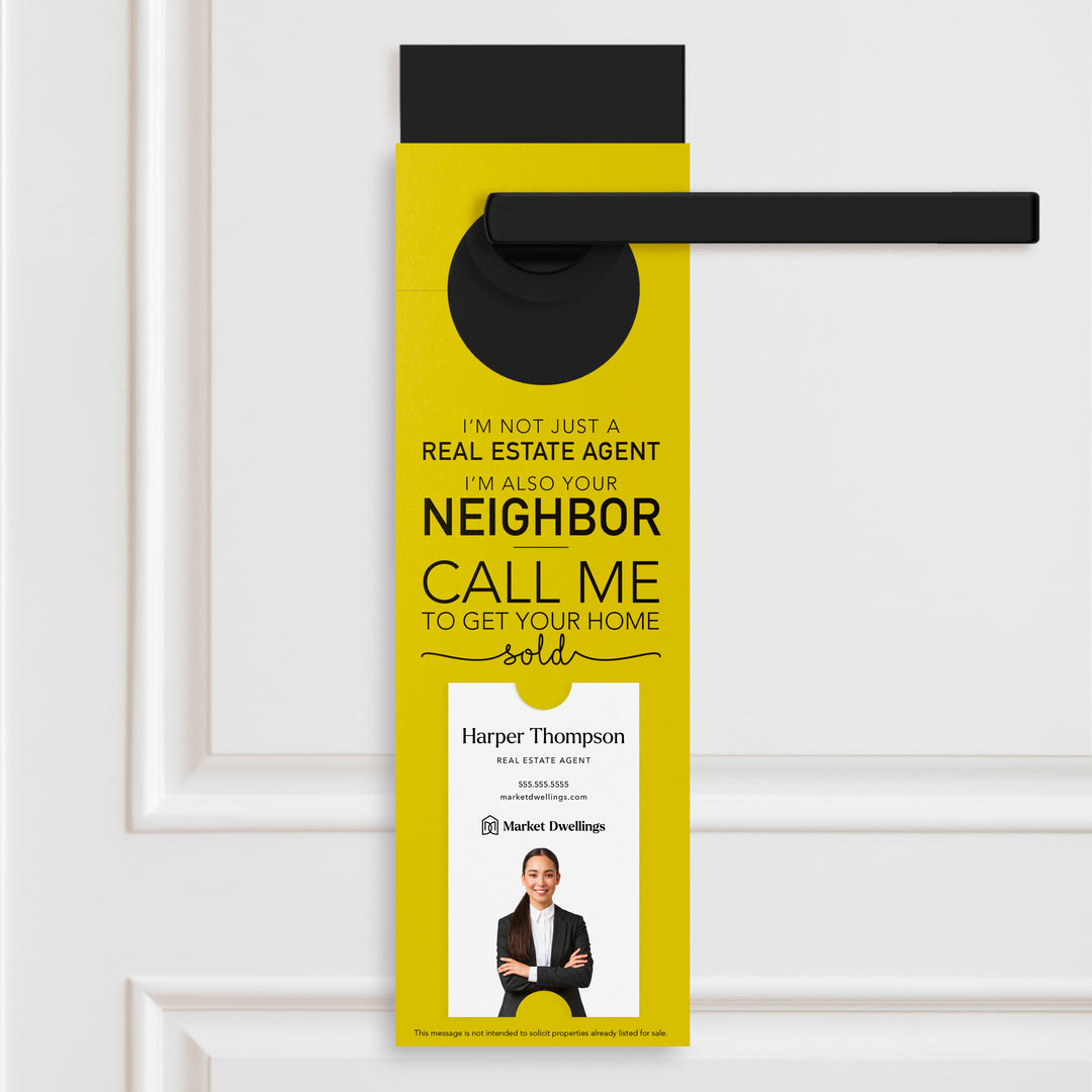 Vertical | I'm not just a Real Estate Agent | Door Hangers | 11-DH005 Door Hanger Market Dwellings LEMON