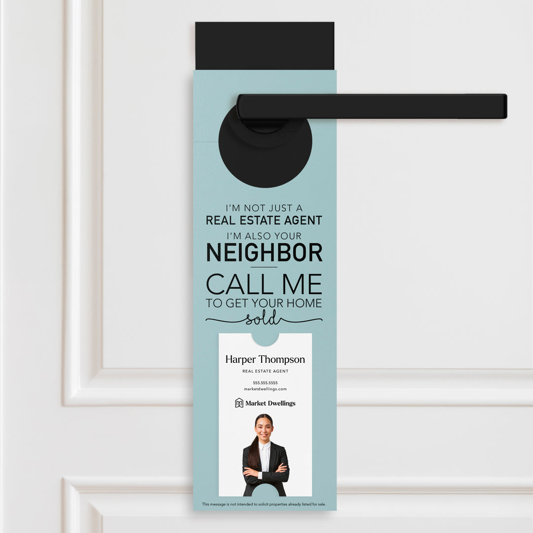 Vertical | I'm not just a Real Estate Agent | Door Hangers | 11-DH005 Door Hanger Market Dwellings LIGHT BLUE