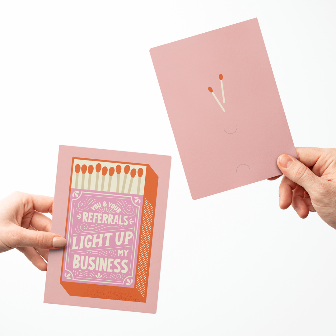 Set of You And Your Referrals Light Up My Business | Valentine's Day Greeting Cards | Envelopes Included | 111-GC001 Greeting Card Market Dwellings