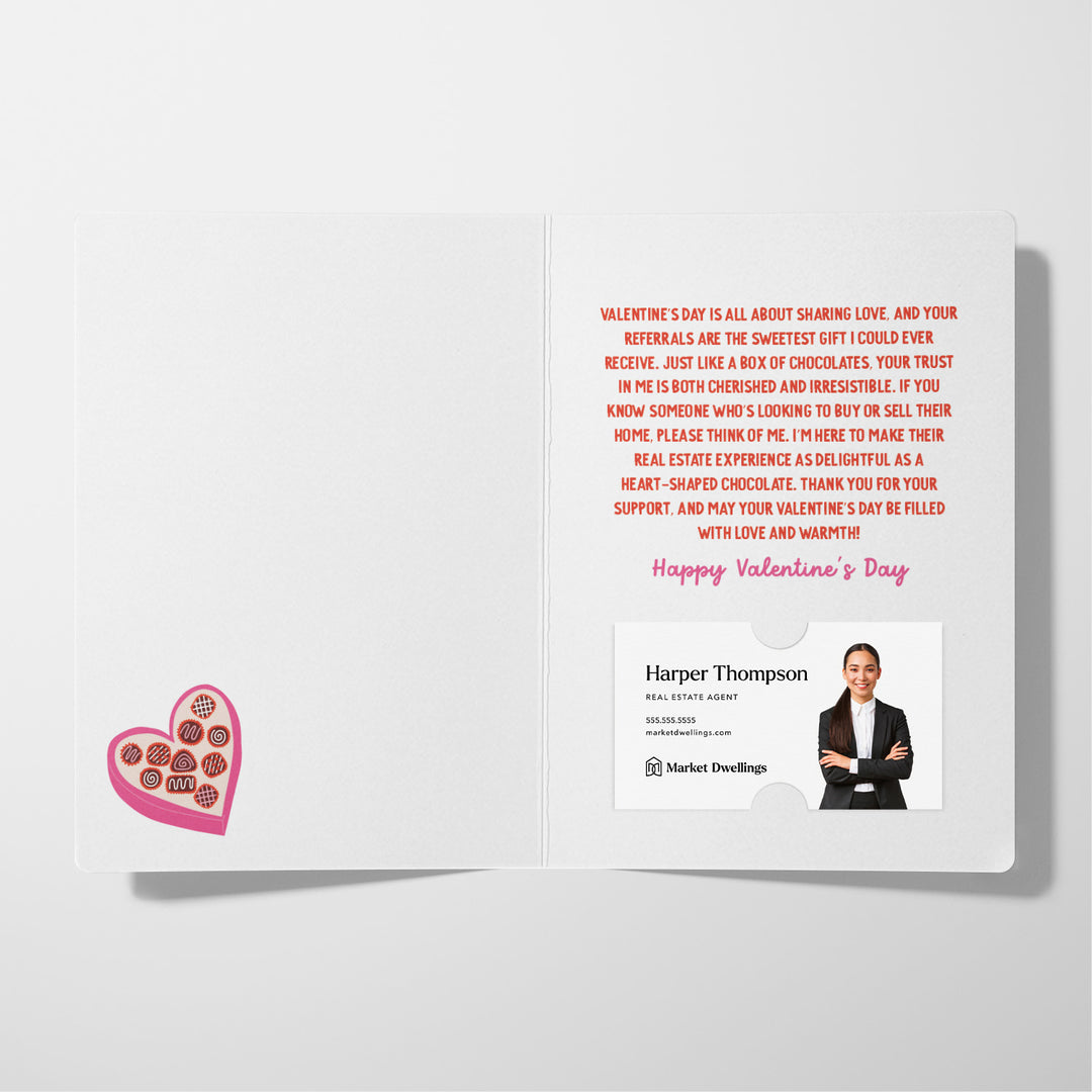 Set of Your Referrals Are Sweeter Than A Box Of Chocolates | Valentine's Day Greeting Cards | Envelopes Included | 114-GC001 Greeting Card Market Dwellings