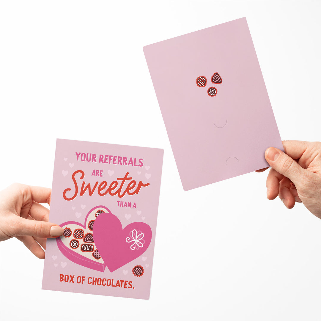 Set of Your Referrals Are Sweeter Than A Box Of Chocolates | Valentine's Day Greeting Cards | Envelopes Included | 114-GC001 Greeting Card Market Dwellings