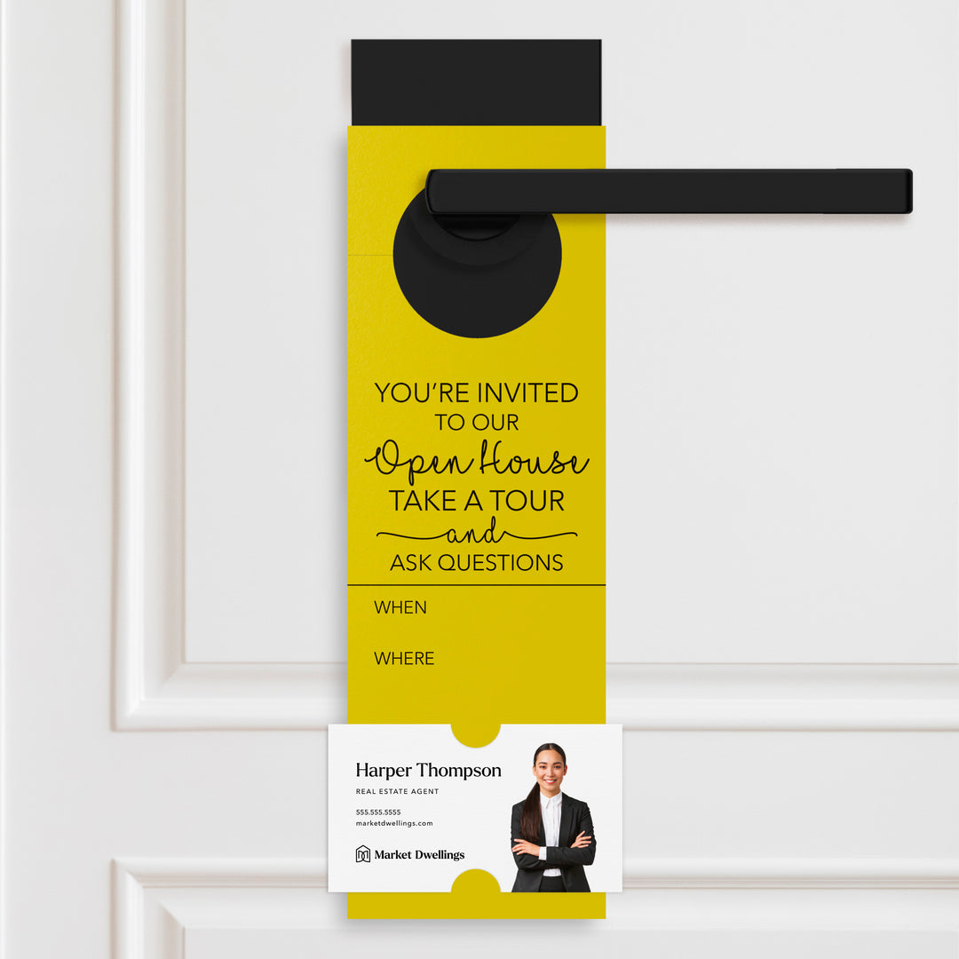 You're invited To Our Open House | Door Hangers Door Hanger Market Dwellings LEMON