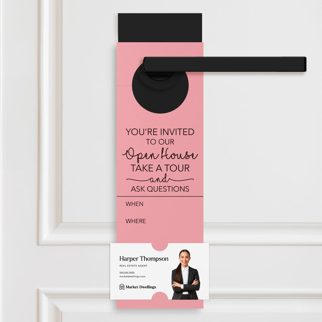 You're invited To Our Open House | Door Hangers Door Hanger Market Dwellings LIGHT PINK