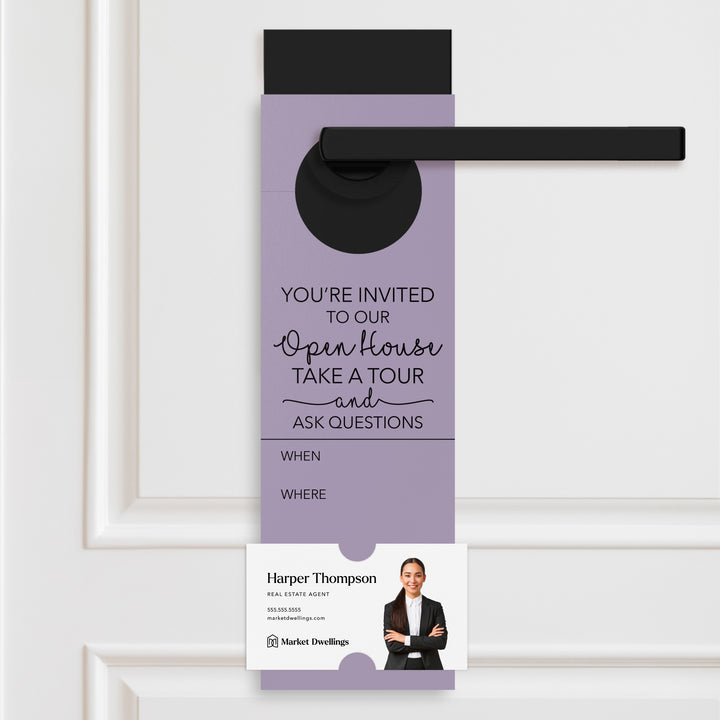 You're invited To Our Open House | Door Hangers Door Hanger Market Dwellings LIGHT PURPLE