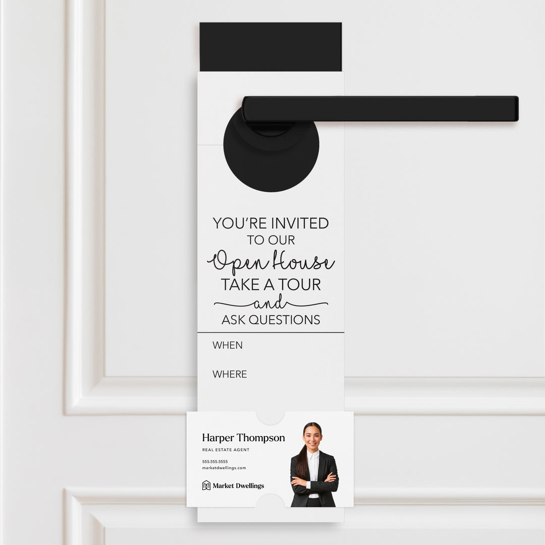 You're invited To Our Open House | Door Hangers Door Hanger Market Dwellings WHITE