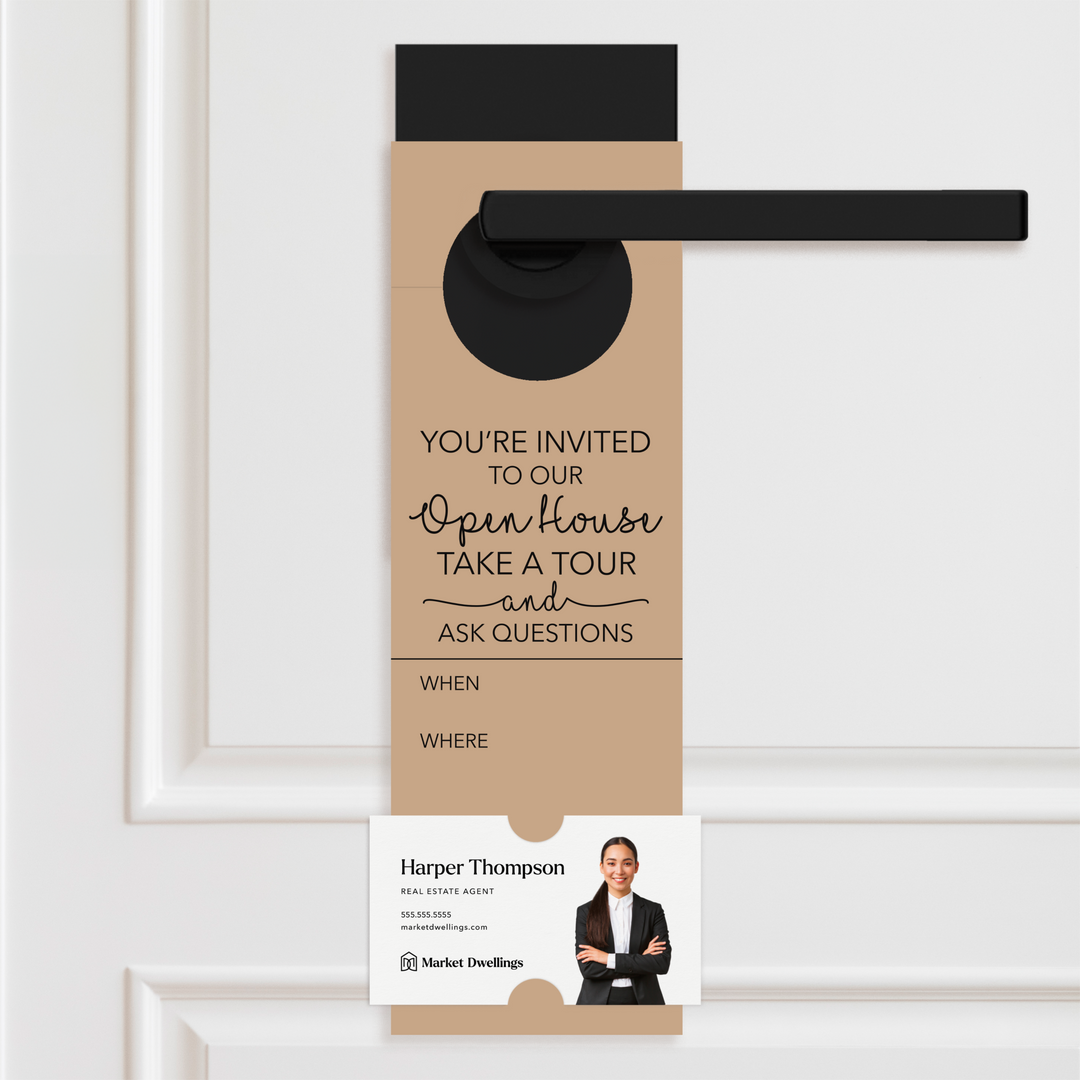 You're invited To Our Open House | Door Hangers Door Hanger Market Dwellings KRAFT