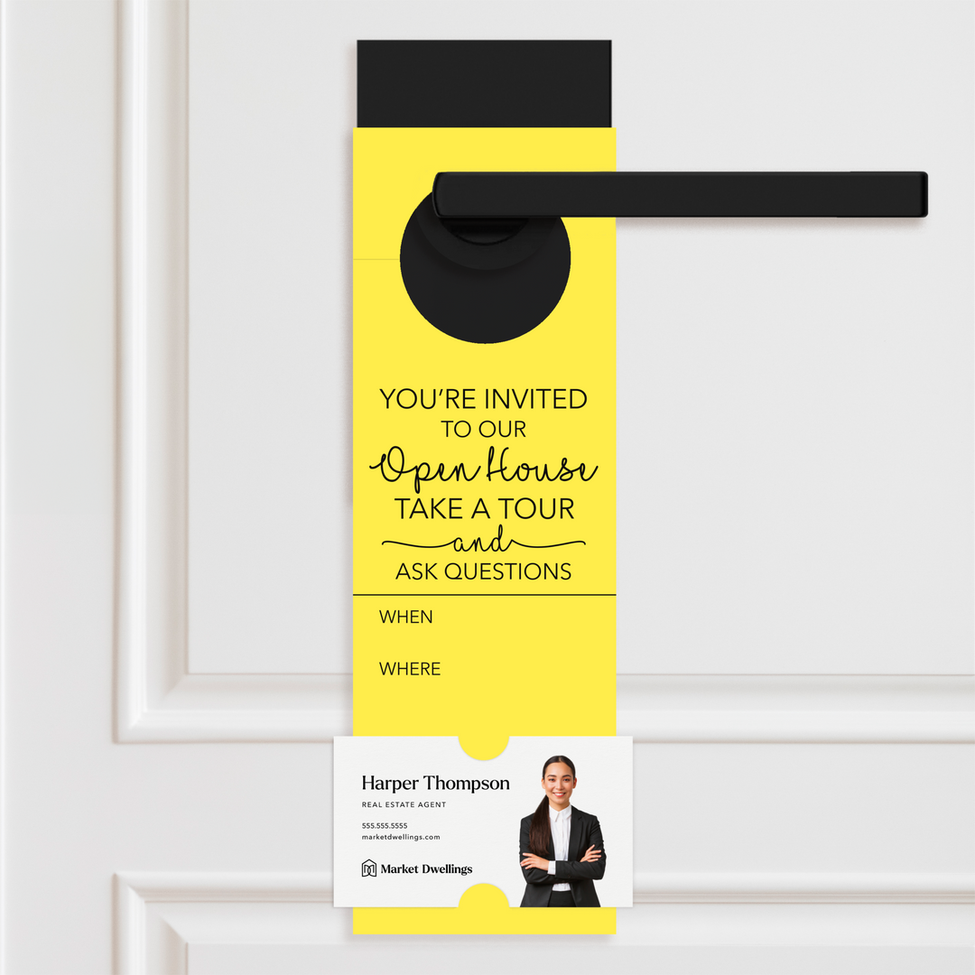 You're invited To Our Open House | Door Hangers Door Hanger Market Dwellings LEMON