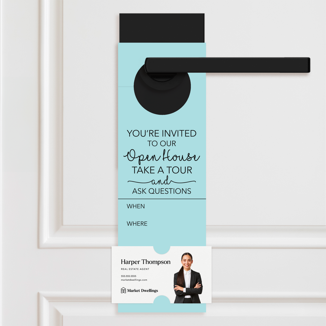 You're invited To Our Open House | Door Hangers Door Hanger Market Dwellings LIGHT BLUE