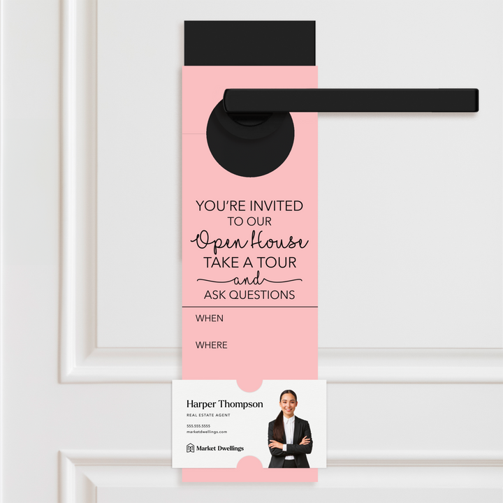 You're invited To Our Open House | Door Hangers Door Hanger Market Dwellings LIGHT PINK